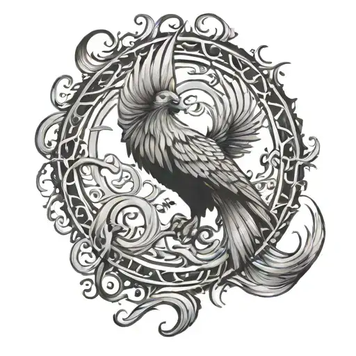 Iran the phoenix rising from ashes tattoo design idea