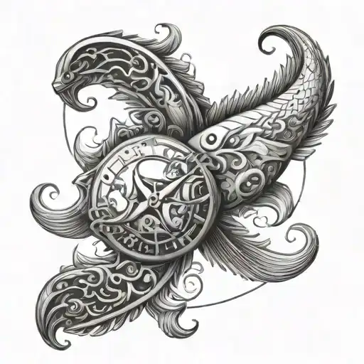 pisces x taurus zodiac sign tattoo design idea