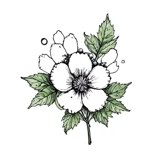 huckleberry flower and paw print tattoo design idea