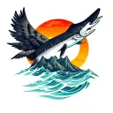 mountain and ocean traveller seeking truth tattoo design idea