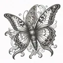 butterfly flying with gojo eye inside representing tattoo design idea