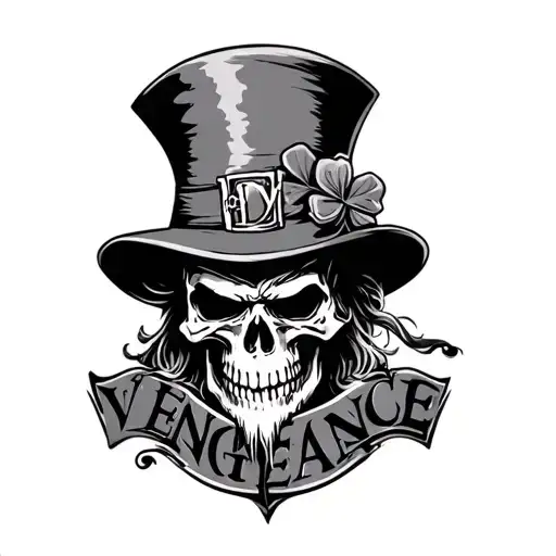 "vengeance" skull leprechaun evil tattoo design idea