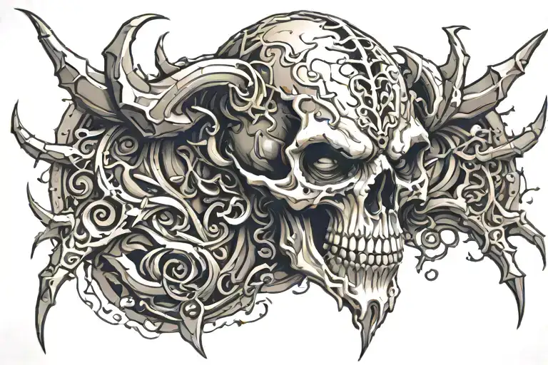 Scary demon skull tattoo design idea