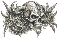 Scary demon skull tattoo design idea