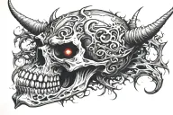 Scary demon skull tattoo design idea