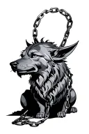 Cerberus with chains tattoo design idea