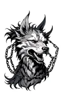 Cerberus with chains tattoo design idea