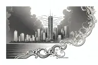 miami skyline tattoo design idea