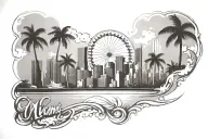 miami skyline tattoo design idea
