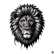 lion sunflowers and cross tattoo design idea