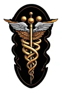 caduceus symbol integrated tattoo design idea