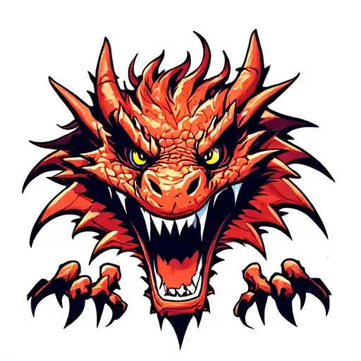 angry dragon face tattoo design idea