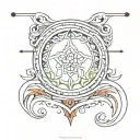 A minimalist tattoo design located around the ankle, featuring two horizontal lines. The top line is thin and colored in tattoo design idea