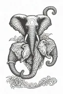 3 headed elephant head tattoo design idea