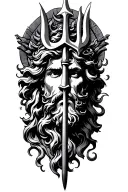 aquarius with poseidon trident tattoo design idea