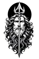 aquarius with poseidon trident tattoo design idea