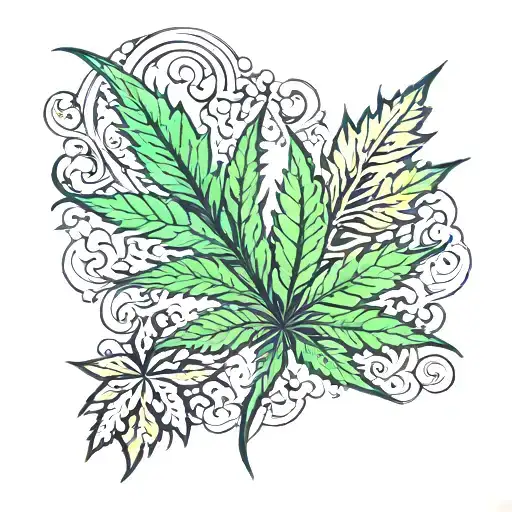 marijuana leaf tattoo design idea