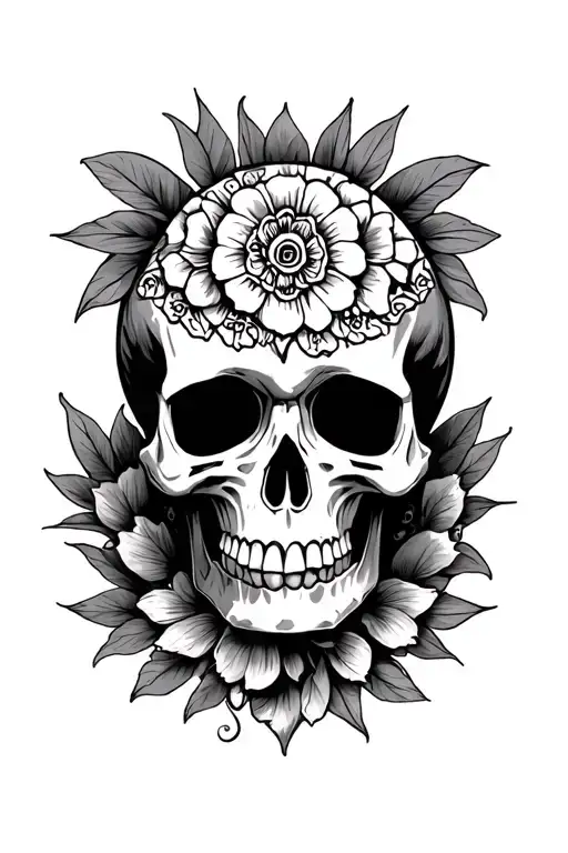 scull decorated for a mexican tattoo design idea