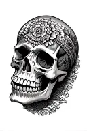 scull decorated for a mexican tattoo design idea