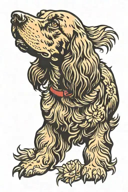English Cocker spaniel dog tattoo design idea