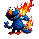 elmo with fire tattoo design idea