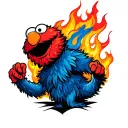 elmo with fire tattoo design idea