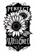 "Perfect welldone" sunflowers blooming tattoo design idea