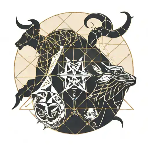 Pisces and aries zodiac sign tattoo design idea