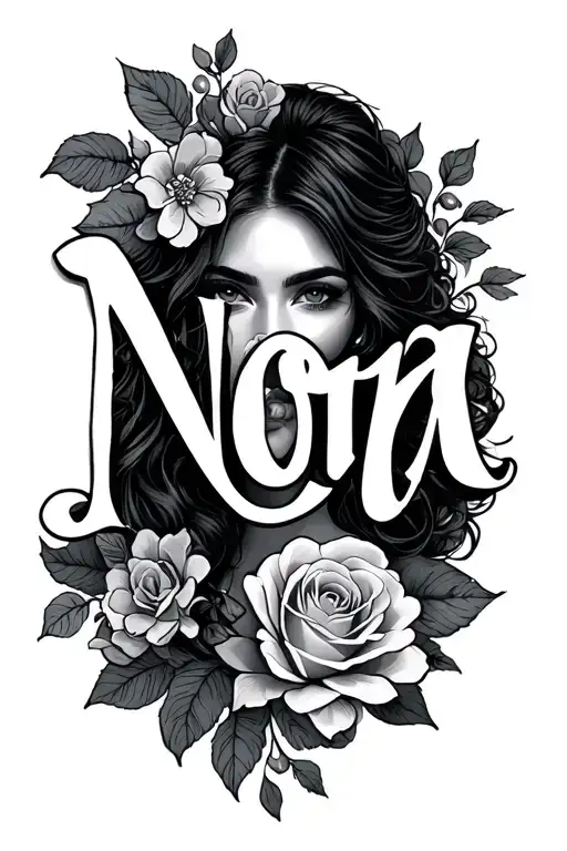 the name nora with cursive text tattoo design idea