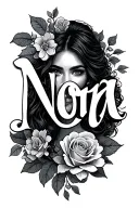the name nora with cursive text tattoo design idea