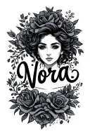 the name nora with cursive text tattoo design idea