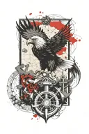 eagle, map and anchor tattoo design idea
