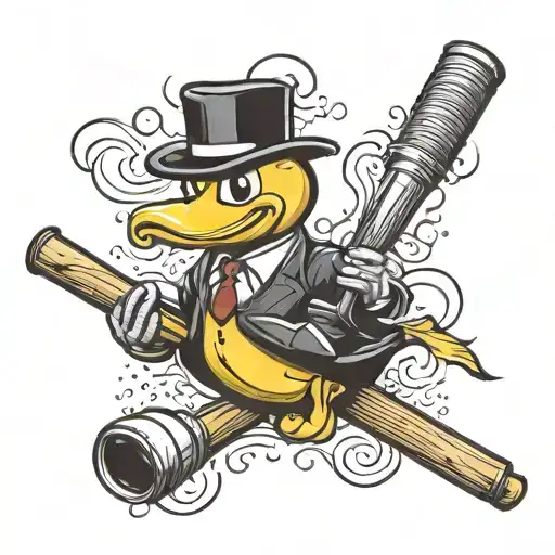 rubber duck mob boss baseball bat tattoo design idea