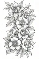 the birth flowers for February, march, may, July, August, November and December  tattoo design idea