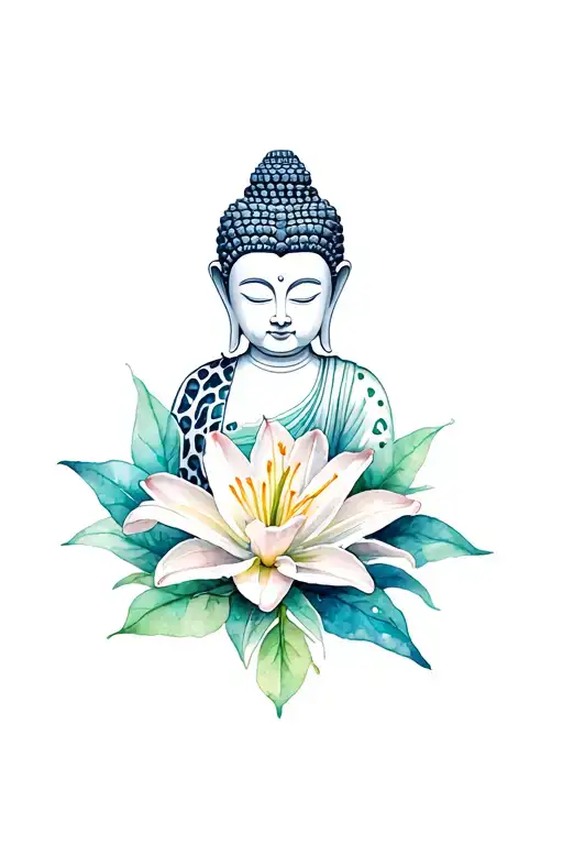 Lily flower , Japanese snake , Buddha , cheetah print tattoo design idea