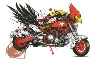 tweety bird riding a motorcycle tattoo design idea