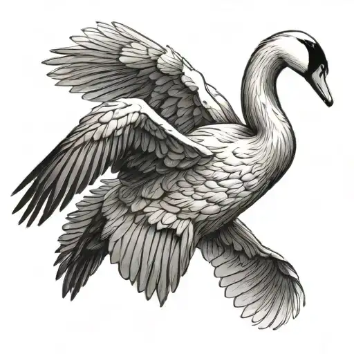 swan flying up and to the right shoulder tattoo design idea