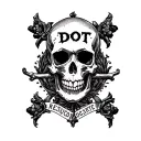 "DO NOT RESUSCITATE" Ornamental skull tattoo with dark symbolism and detailed bone art in morbid style tattoo design idea