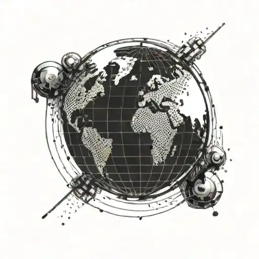 A globe with binary code wrapping around it, symbolizing travel and hacking tattoo design idea