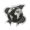 A globe with binary code wrapping around it, symbolizing travel and hacking tattoo design idea