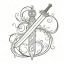 buster sword intertwined with a blue vine  tattoo design idea