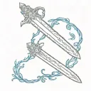 buster sword intertwined with a blue vine  tattoo design idea