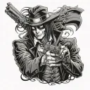alucard from hellsing ultimate with pistols and glove full sleeve tattoo  tattoo design idea