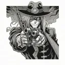 alucard from hellsing ultimate with pistols and glove full sleeve tattoo  tattoo design idea