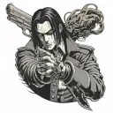 alucard from hellsing ultimate with pistols and glove full sleeve tattoo  tattoo design idea