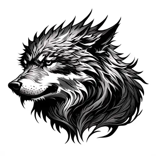game of thrones with Targaryen and stark wolf tattoo design idea
