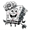SpongeBob cloud flower tattoo design idea