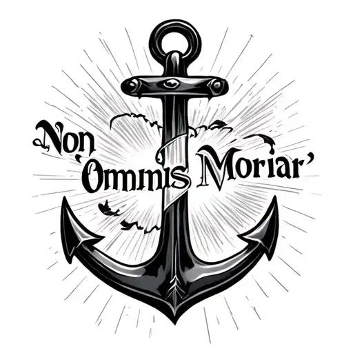 an anchor with the words "Non Omnis Moriar" tattoo design idea