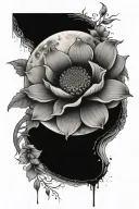 basic moon and flower tattoo design idea