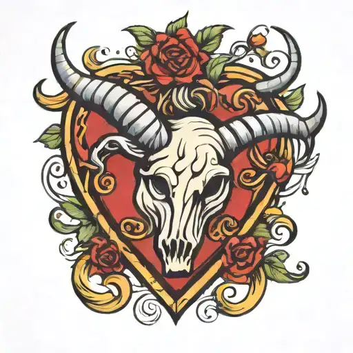 Heart with horn tattoo design idea